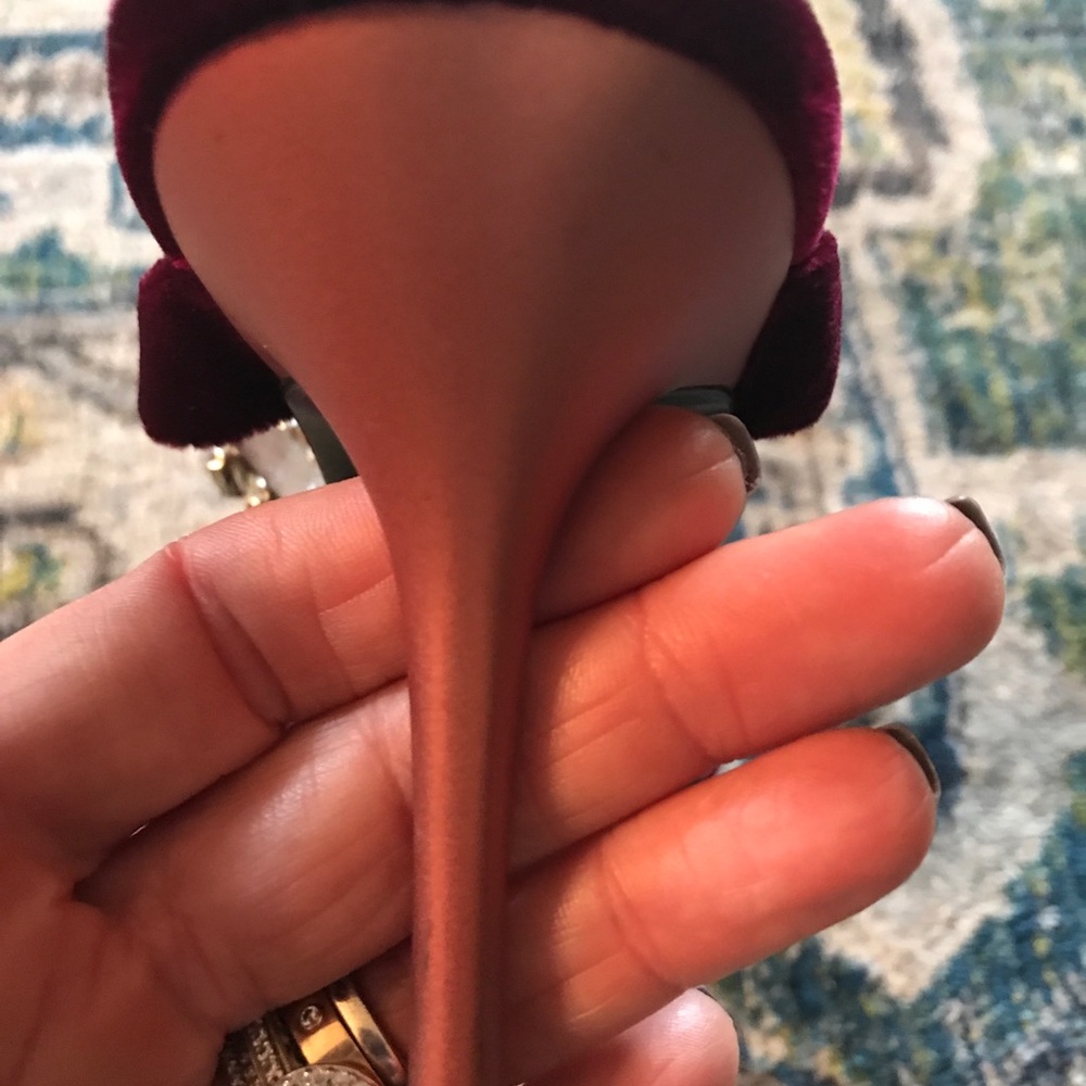 Vintage Giuseppe Zanotti Ruby Velvet Jeweled Sand… - image 6